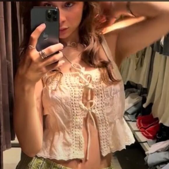 ZARA MIXED KNIT TOP WITH TIES Size Small - Picture 8 of 14